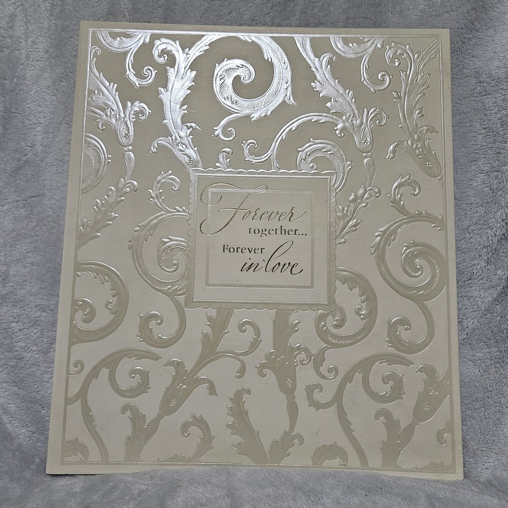 Vintage HALLMARK‎ Stories Embossed Keepsake Wedding Photo Album Binder Ivory